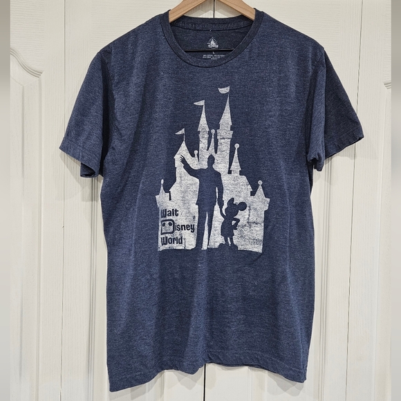 DISNEY Walt & Mickey Mouse Blue Short Sleeve Tee with White Graphic Size Large - Picture 2 of 4